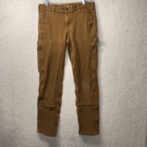 Carhartt Womens Straight Fit 6 Brown Work Pants Double Knee Tool Pockets 30x31.5